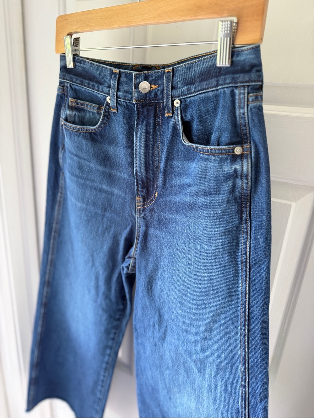 VERONICA BEARD taylor high rise wide leg jeans in bright blue 27 - Picture 3 of 6